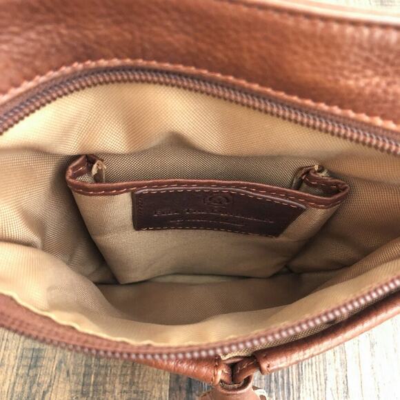 Osgoode Marley Crossbody Bag Leather Fringe Detail Exterior Zipper Pockets Brown - Picture 8 of 16